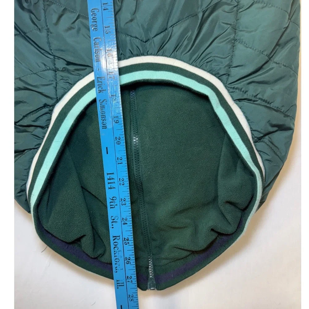 Fabdog Green Chevron Quilted Fleece Lined Dog Puffer Vest Sz 24 Strawberry Patch